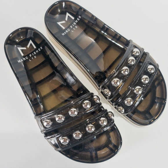 Marc Fisher Trent Jelly Slide Sandal Black -7 - Picture 7 of 8